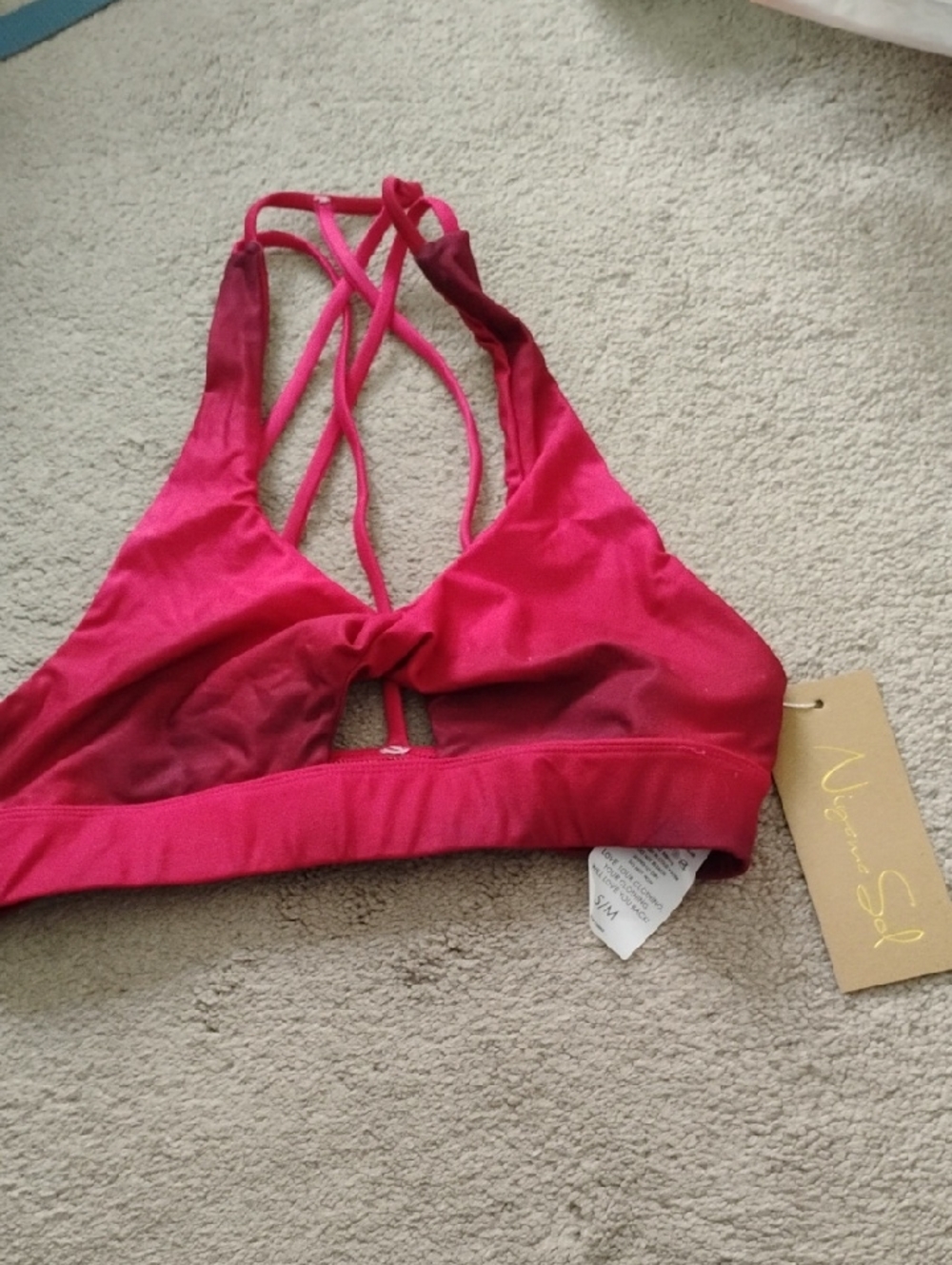 Niyama Sol . Ruby Red Ombre Top In S/M.  Brand New